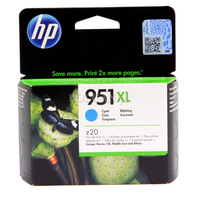 Tusz HP 951XL do Officejet Pro 8100/8600/8610/8620 | 1 500 str. | cyan CN046AE