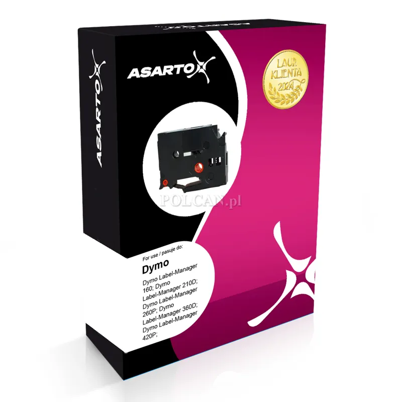 Taśma Asarto do DYMO D12/7/BK/G | S0720590 | black/green | 12mm*7m AS-D45019