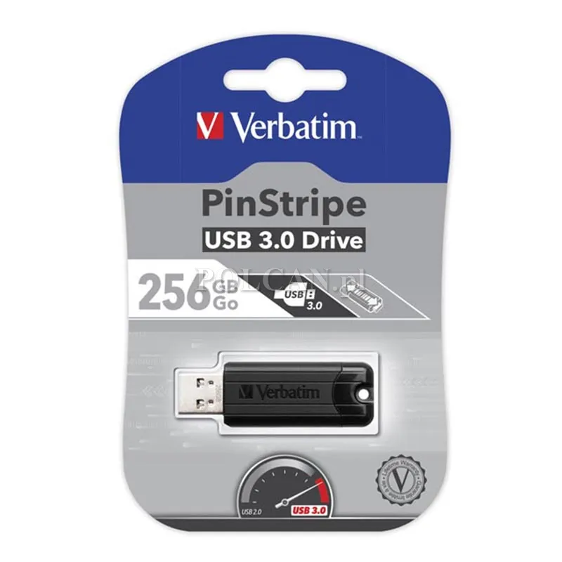 Verbatim pendrive PinStripe USB 3.2 V3 USB A 256GB czarny 49320