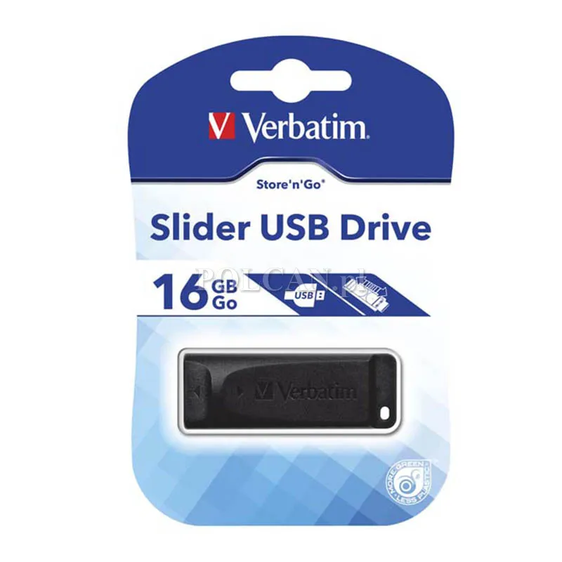 Verbatim pendrive Slider USB 2.0 | USB A | 16GB | czarny 98696