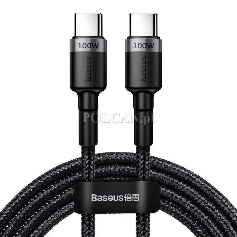Baseus Kabel USB-C do USB-C Cafule PD 2.0 | QC 3.0 | 60W | 5A | 2m | szaro-czarn CATKLF-ALG1