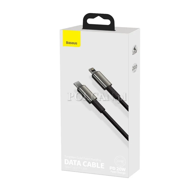 Baseus Kabel USB-C do Lightning Tungsten Gold, 20W PD 5A | 2m | czarny CATLWJ-A01