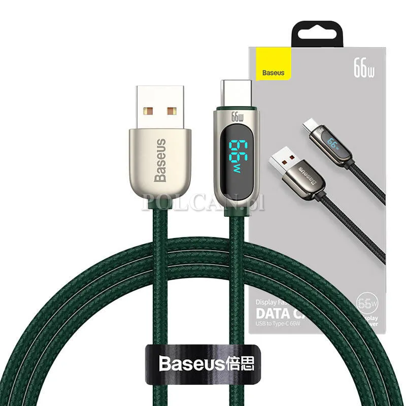 BASEUS KABEL USB DO USB-C 66W | 1M | ZIELONY CASX020006