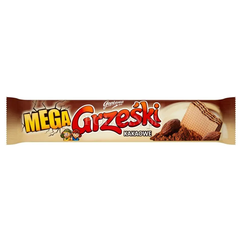 Grześki MEGA wafle kakaowe nieoblane | 34g GRZESWAFMEGKAKAO34G