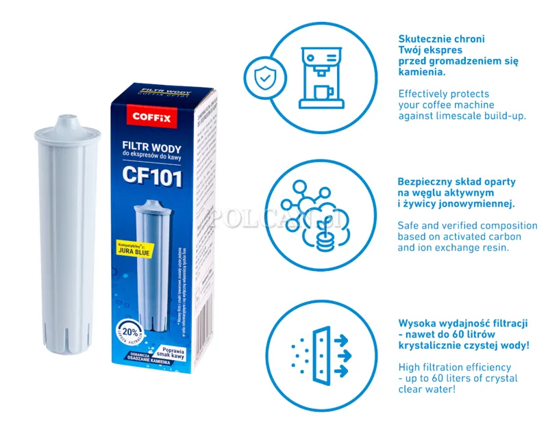 Filtr wody do ekspresu ciśnieniowego Coffix CF101 KOMPATYBILNY Z JURA Blue CF101
