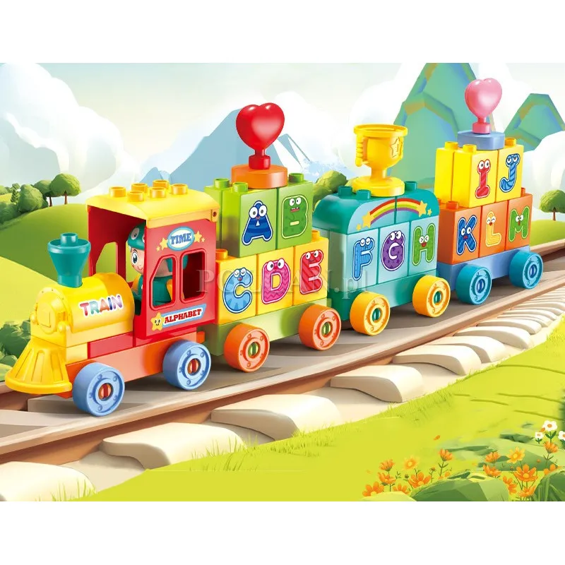 Klocki konstrukcyjne pociąg alfabet 60 elementów FL42022