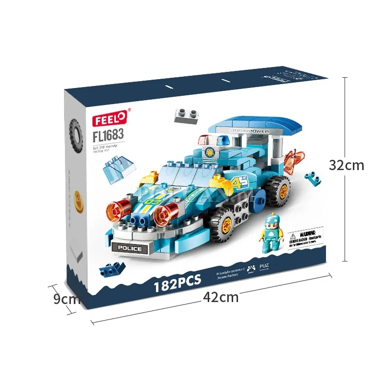 Klocki konstrukcyjne autko sportowe niebieskie 182 elementów FL1183