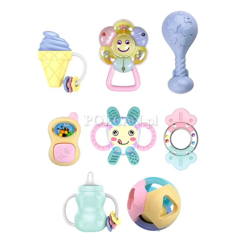 Zestaw grzechotek gryzaków dla niemowląt 8 sztuk HE0122