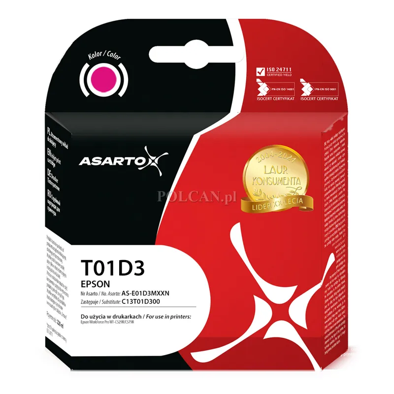Tusz Asarto do Epson T01D3 | C13T01D300 | 20000 str. | magenta AS-E01D3MXXN