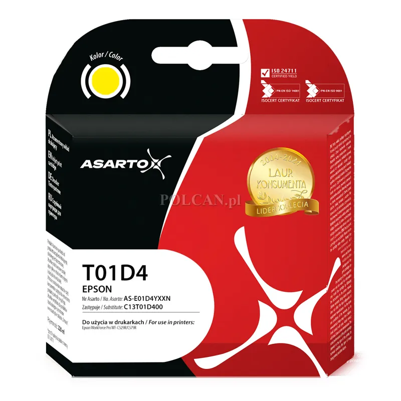 Tusz Asarto do Epson T01D4 | C13T01D400 | 20000 str. | yellow AS-E01D4YXXN