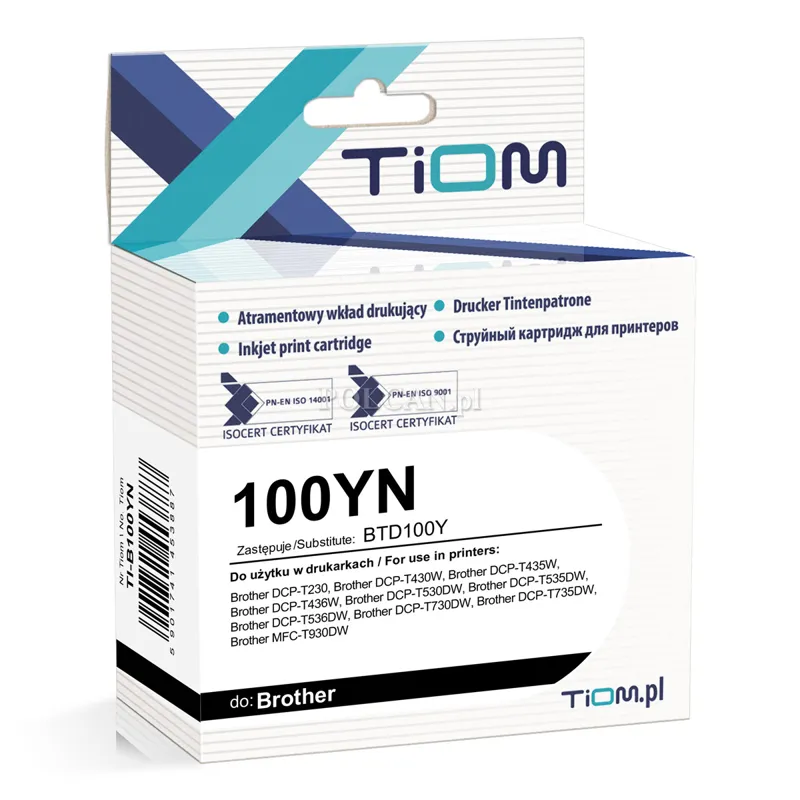 Tusz Tiom do Brother 100YN | BTD100Y | 50ml | yellow TI-B100YN