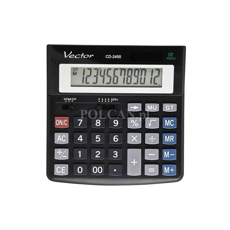 Vector kalkulator KAV CD-2455 BLK | biurowy | 12 miejsc | Czarny KAV CD-2455 BLK