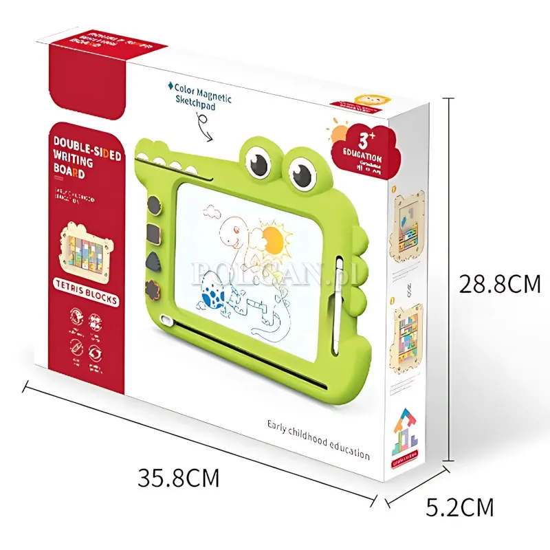 Znikopis 4-kolorowy z uk�adank� drewnian� Dinozaur zielony BY896072Z