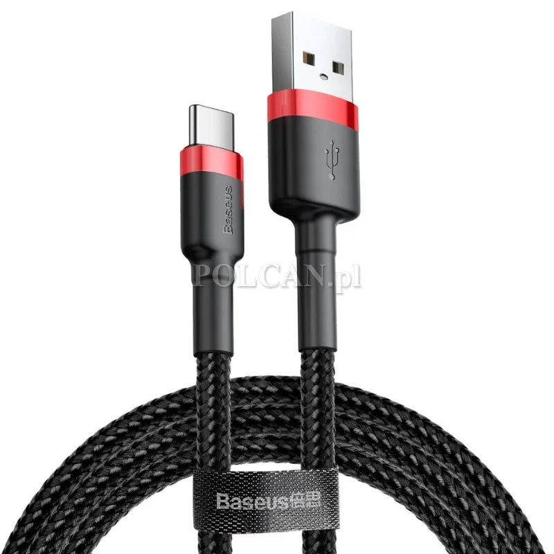 Baseus Kabel Cafule USB-A / USB-C QC 3.0 3A | 0,5m | czarno-czerwony CATKLF-A91