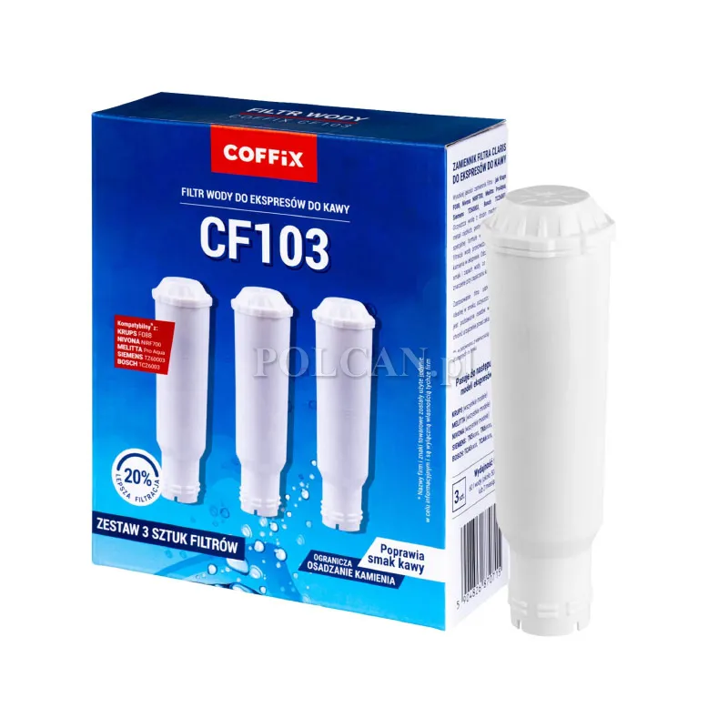 Filtr wody do ekspresu Coffix CF103 Melitta Nivona Krups Bosch Siemens 3szt CF103-3