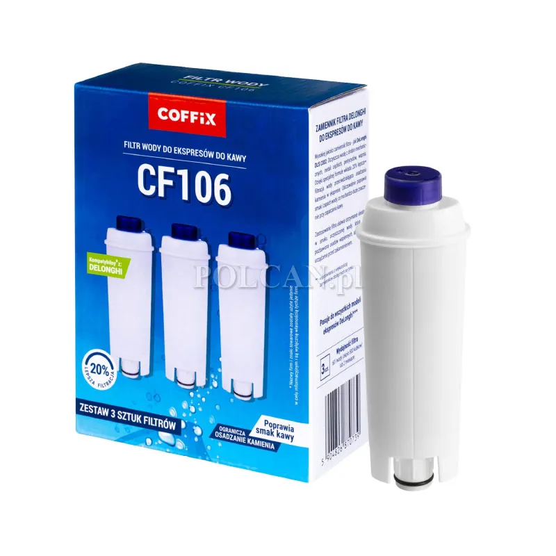 Filtr wody do ekspresu Coffix CF106 DeLonghi zamiennik Multipack 3 szt. CF106-3