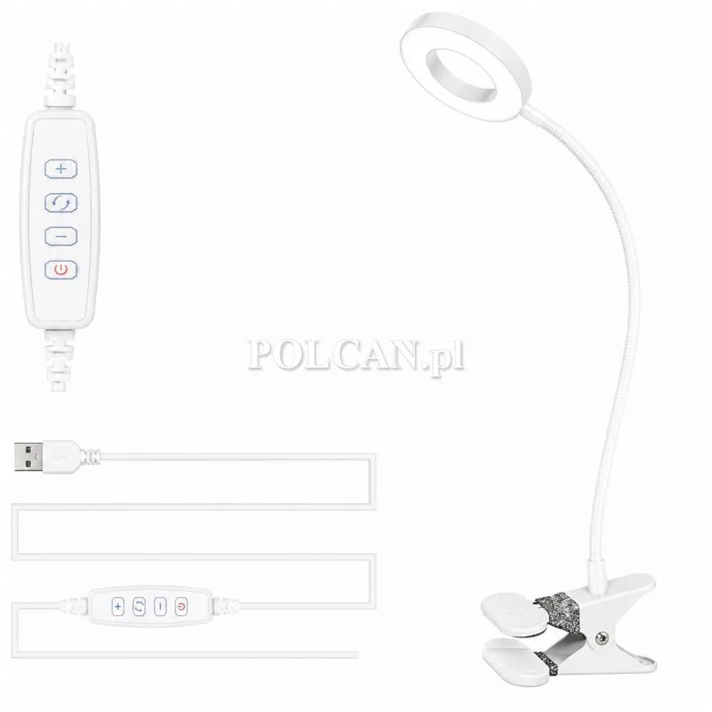 Bounn Lampka z klipsem biurkowa okr�g�a BLZKO-1-WH
