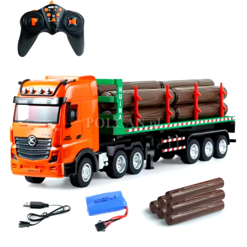 Samoch�d ci�arowy z naczep� do transportu drewna zdalnie sterowany 1:18 RC HN207087
