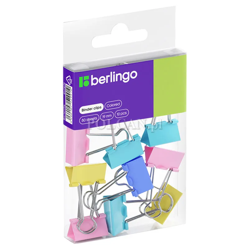 Berlingo Klipy biurowe do papieru 19 mm | 10 szt. | pastelowe kolory 4260709089904