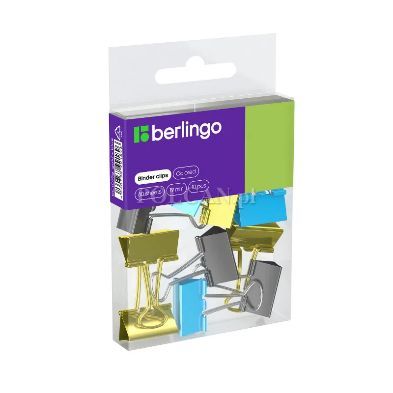 Berlingo Klipy biurowe do papieru 19 mm | 10 szt. | niebieskie | złote | srebne 4260738991896