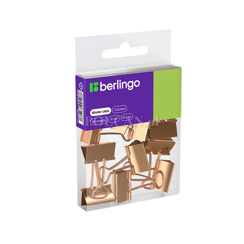 Berlingo Klipy biurowe do papieru 19 mm | 10 szt. | r�owe z�oto 4260738991988