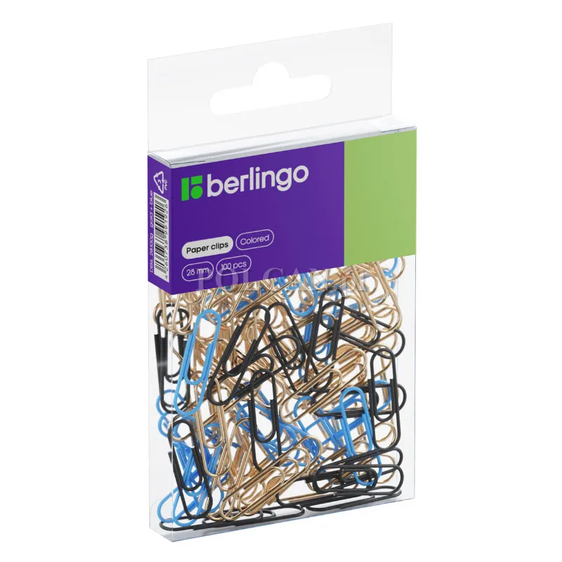Berlingo Spinacze do papieru 28 mm | 100 szt. | mix kolor�w: niebieski z�oty 4260738991926
