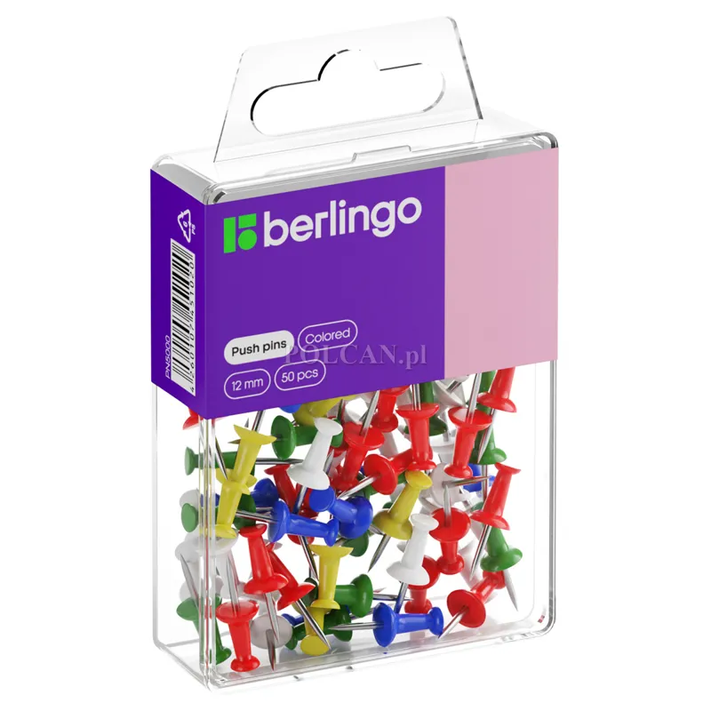 Berlingo Pinezki beczu�ki, 24x5mm, d�ugo�� ig�y 12mm, r�ne kolory, 50 szt. 4260107451020