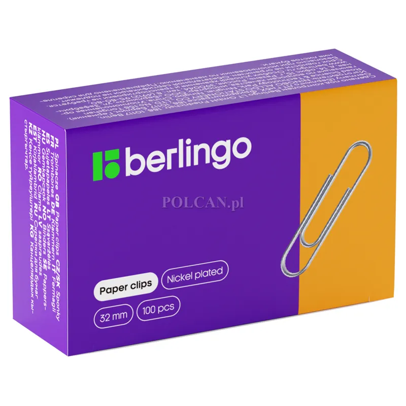 Berlingo Spinacze okr�g�e 32 mm, niklowane, 100 szt. x 10 opak. 4260107451426