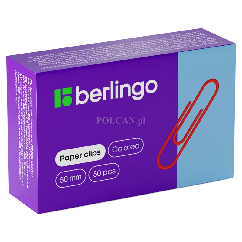 Berlingo Spinacze okr�g�e 50 mm, r�zne kolory, winylowane 50 szt. x 10 opak. 4260107490609