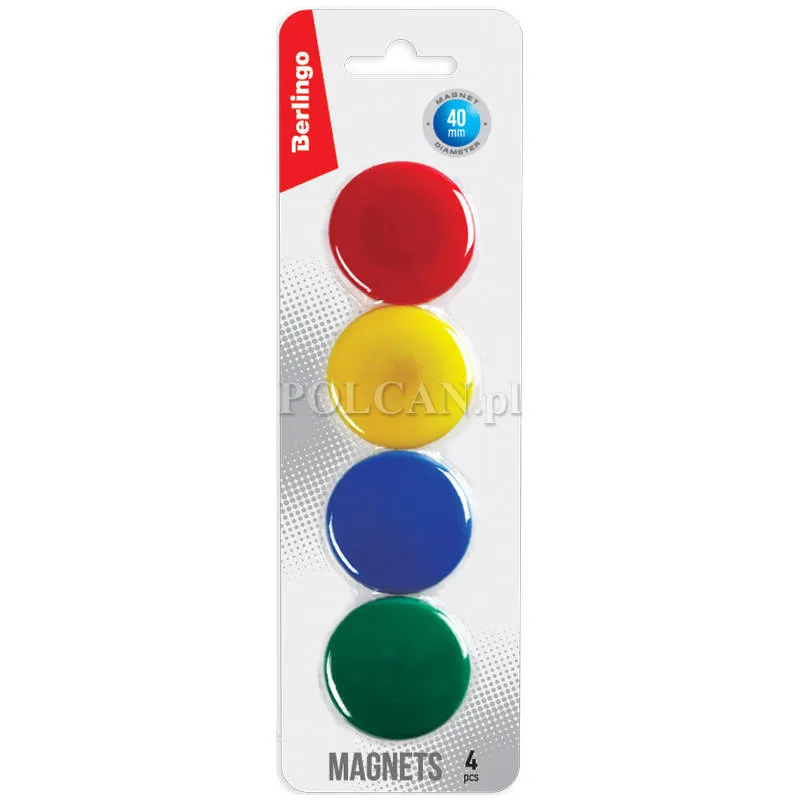 Berlingo Magnesy do tablic, okr�g�e, �rednica 40mm, 4 szt.x 24 opak. 4260107455677