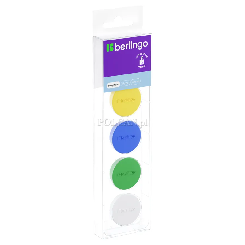 Berlingo Magnesy do tablic, wzmocnione Ultra, �rednica 30mm, 5 szt. r�ne kolory 4260107491187