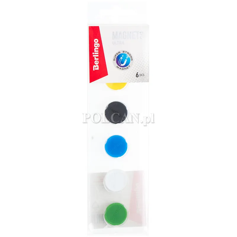 Berlingo Magnesy do tablic,  wzmocnione Ultra �rednica 20 mm, r�ne kolory 5 szt 4260107491170