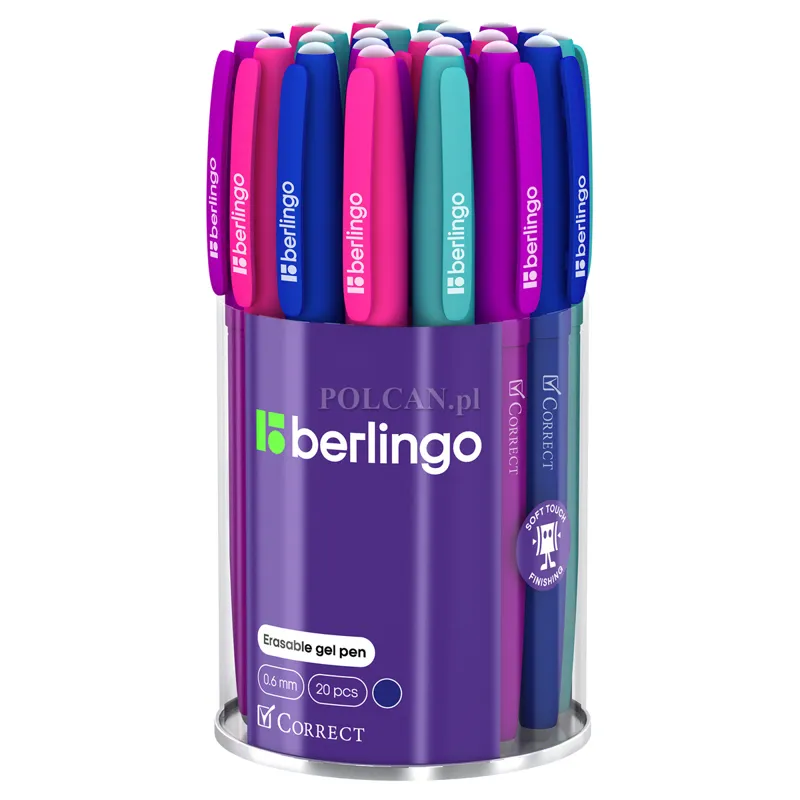 Berlingo D�ugopis wymazywalny Correct, niebieski, 0,6 mm, mix kolor�w 20 szt. 4260107480129