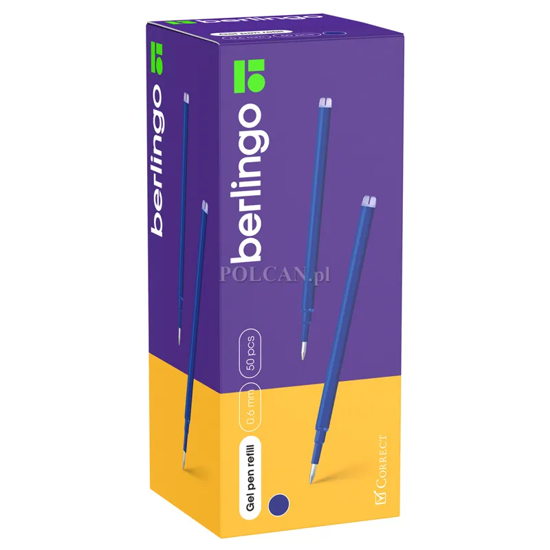 Berlingo Wk�ad do d�ugopisu wymazywalnego, 0.6 mm, Correct, niebieski, 50 szt. 4260107483625