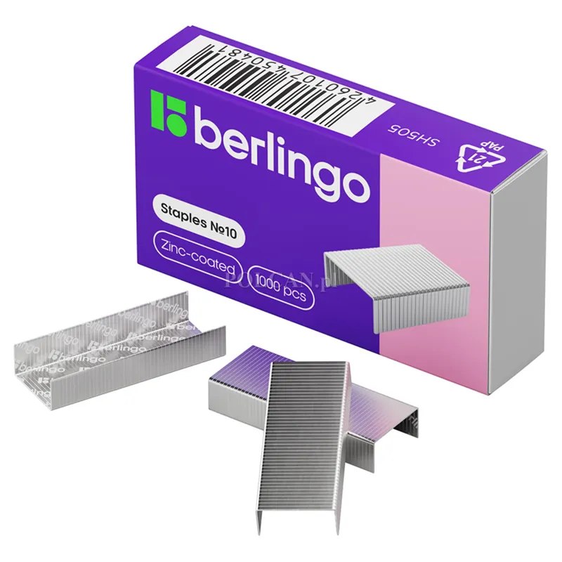 Berlingo Zszywki do zszywacza No10, ocynkowane, 1000szt x 20 opak. 4260107450481