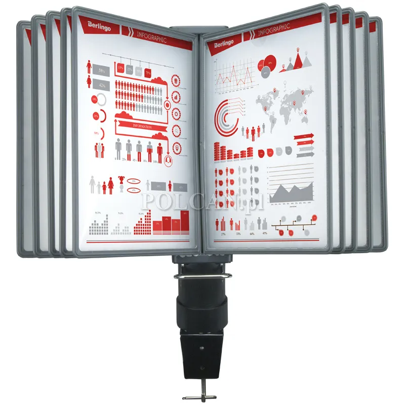 Berlingo Pulpitowy system demonstracyjny A4 10 paneli obrotowy z metal zaciskiem 4260107493419