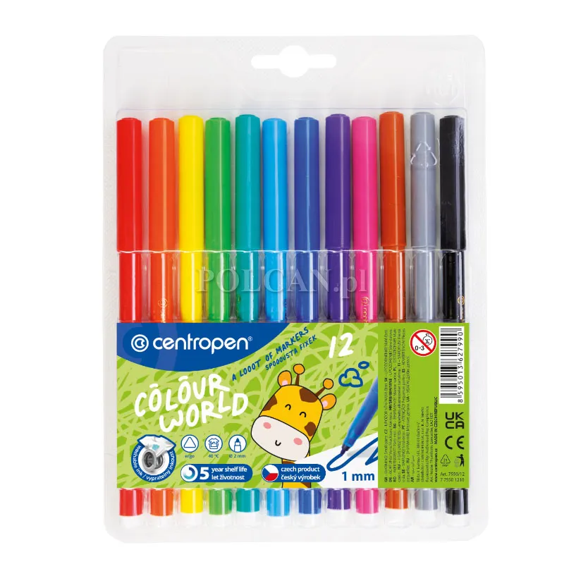 Centropen Komplet flamastrów Colour World 7550 12 szt. 8595013627990
