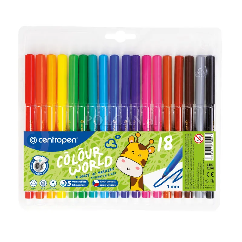 Centropen Komplet flamastr�w Colour World 7550 18 szt. 8595013628003