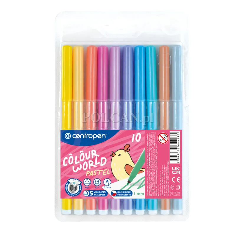 Centropen Komplet flamastr�w Colour World Pastel 7550 10 szt. 8595013644515
