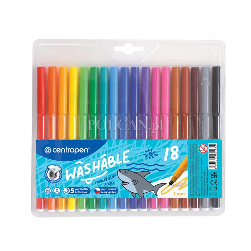 Centropen Komplet flamastr�w zmywalnych Washable 7790 18 szt. 8595013604632