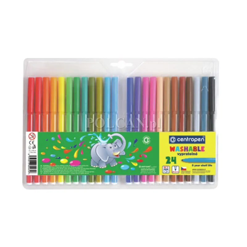 Centropen Komplet flamastr�w zmywalnych Washable 7790 24 szt. 8595013604656