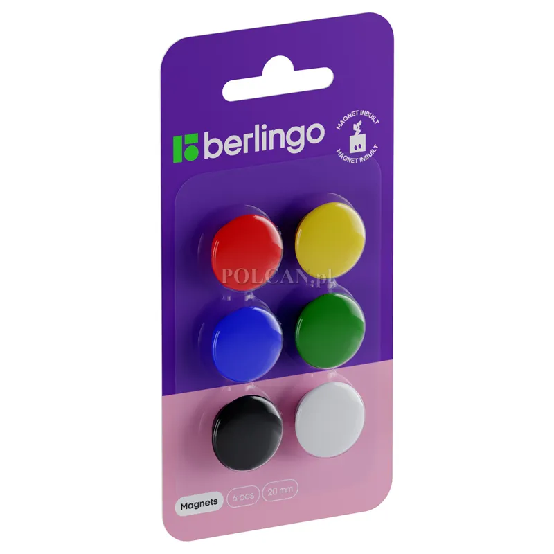 Berlingo Magnesy do tablic, okr�g�e, �rednica 20mm, 6 szt. x 24 opak. 4260107455653