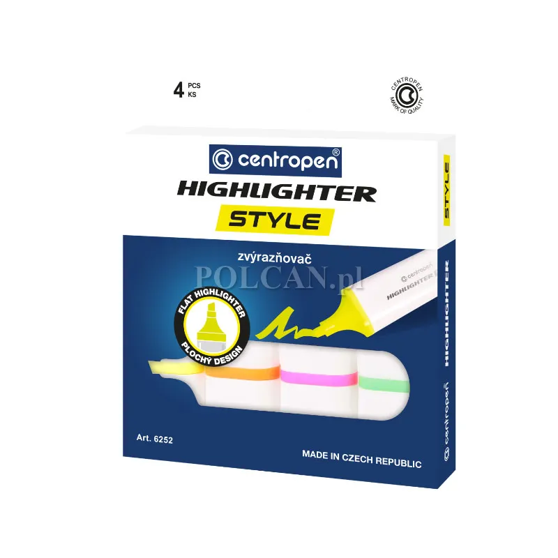 Centropen Zakreślacz Style 6252 zestaw 4 kolory Fluo 8595013637784