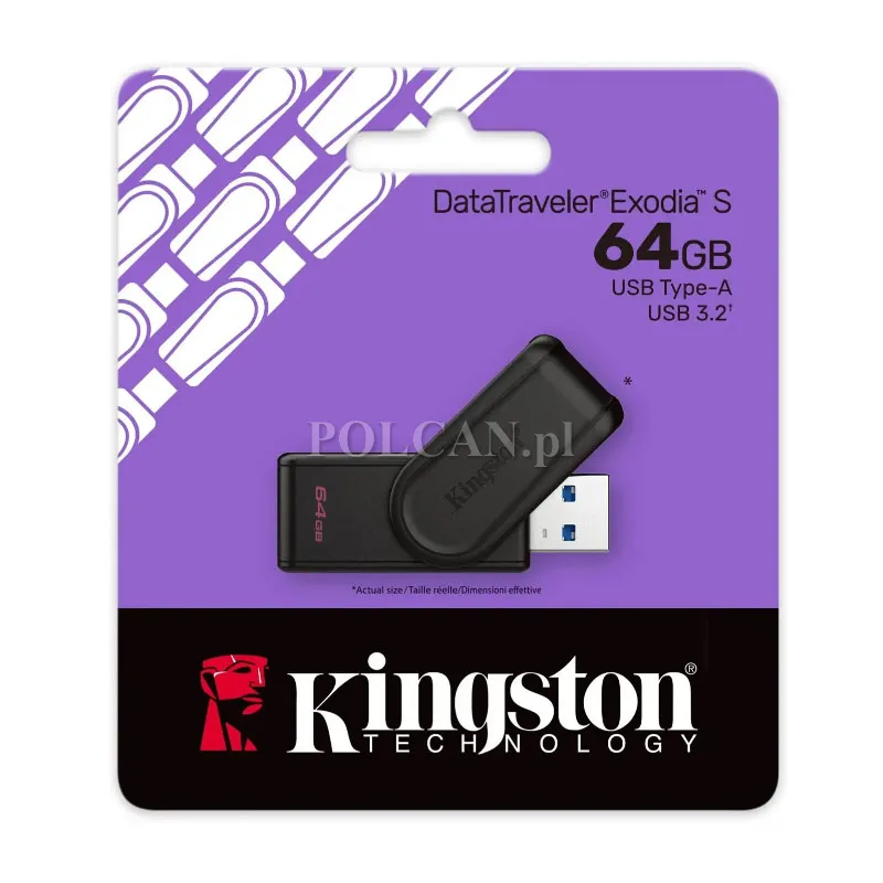 Kingston pami�� DataTraveler Exodia S | USB 3.2 | 64GB | czarny DTXS/64GB