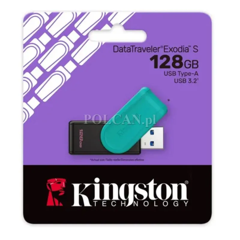 Kingston pami�� DataTraveler Exodia S | USB 3.2 | 128GB | czarny-turkusowy DTXS/128GB