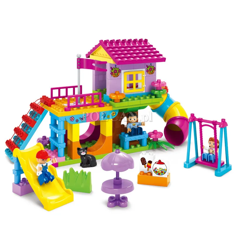 Klocki konstrukcyjne plac zabaw ze zjeżdżalnią 93 elementy JM1712093