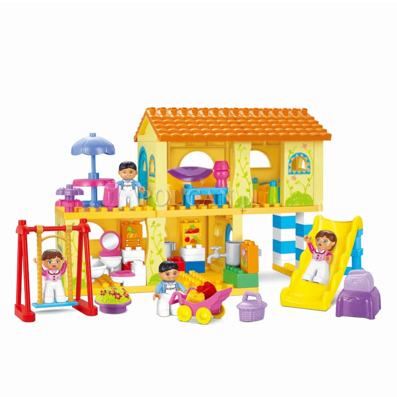 Klocki konstrukcyjne domek żółty z huśtawką 102 elementy JM1004025