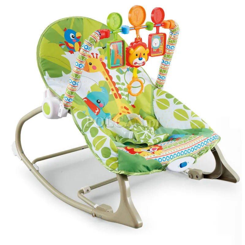 Leżaczek bujaczek 2w1 zielono-szary z wibracją YE2502030