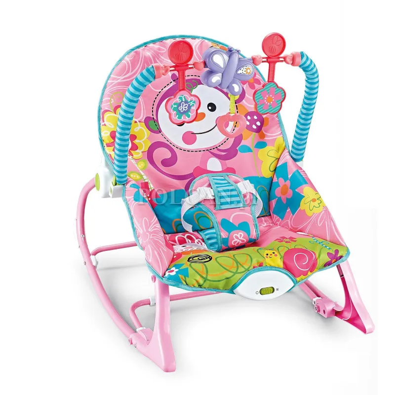 Leżaczek bujaczek 2w1 różowy z wibracją YE2502028