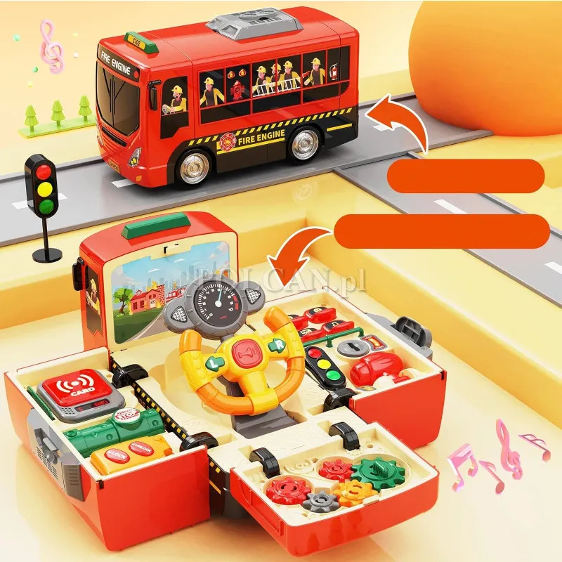 Autobus edukacyjny muzyczny czerwony dla dzieci HN200452